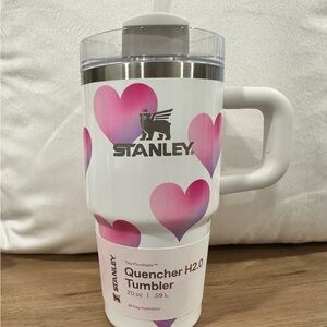 Stanley White and Pink Heart Tumbler 20 oz. 2026 Valentine’s Day Tumbler